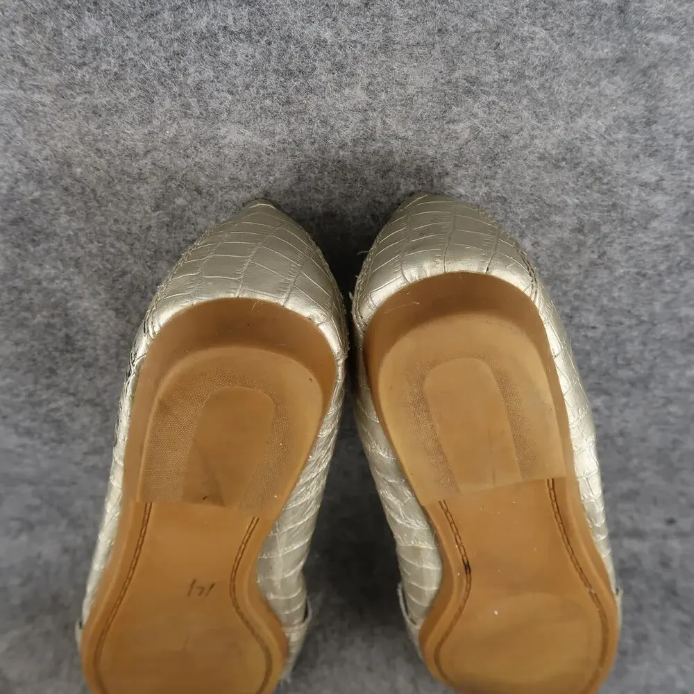 Rampage Shoes Womens 7.5 Loafer Flats Slip On Moc Toe Buckle Faux Croc Metallic